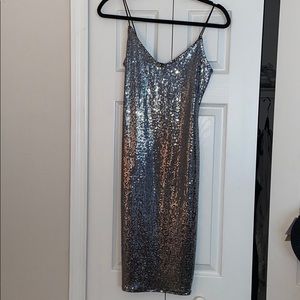Silver and Black Sequin Dress